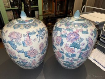staré párové čínské porcelánové dózy - 2