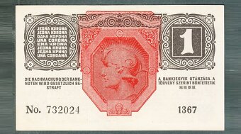 Staré bankovky 1 koruna 1916 bezvadný stav UNC - 2