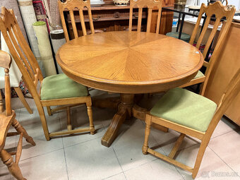třikrát set dubový stůl se šesti židlemi - 2