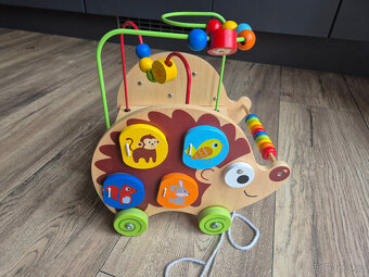 VIGA Dřevěná tahačka ježek s aktivitami 5v1 - 2