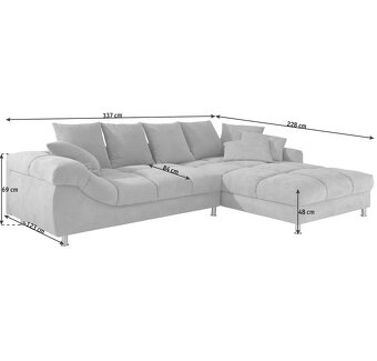 Sedací souprava v šedé barvě, cca 337 x 228 cm - 2