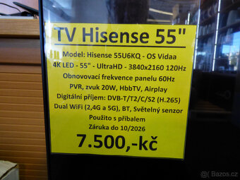 TV Hisense 55" UltraHD Smart v záruce - 2