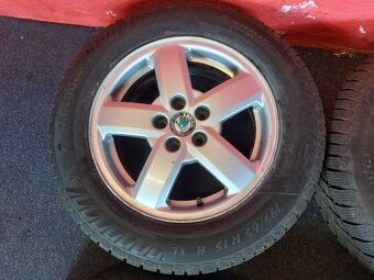 ALU disky Škoda 5x100 R15 se zimními pneu 195/65 R15 - 2