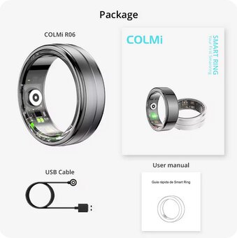 COLMI R06 Chytrý prstýnek / Smart ring-černý nový vel.10 - 2