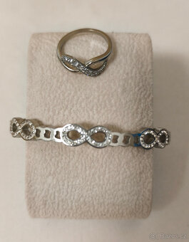 Souprava náramek + prstýnek z chirurgické oceli se zirkony - 2