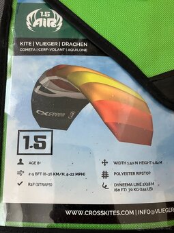 Cross kite komorový Air červeno-žlutý - vel. 1,5 m - 2