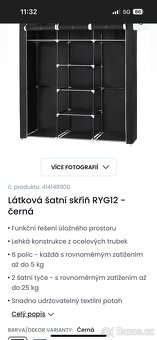 Látková šatní skříň černá - 2