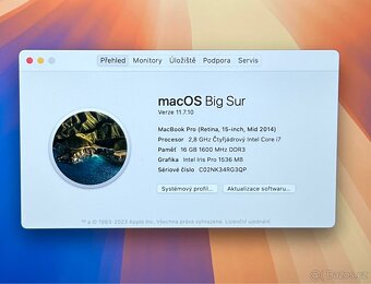 MacBook Pro 15" 2014 /16GB RAM/Intel i7/256GB SSD/ Záruka - 2