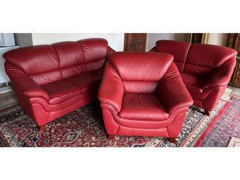 Červená kožená sedací souprava,5273 - 2