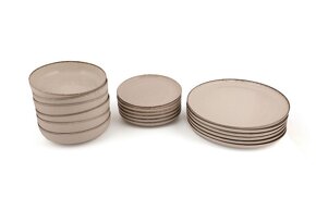 Porcelánový set talířů, světle hnědý - 2