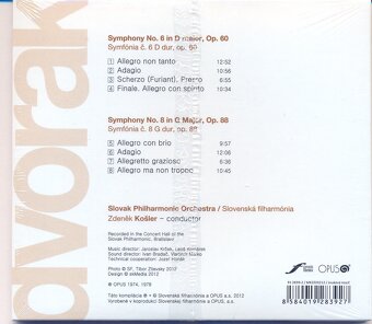 CD Antonín Dvořák – Symph. No. 6 & 8 / Zdeněk Košlér - 2