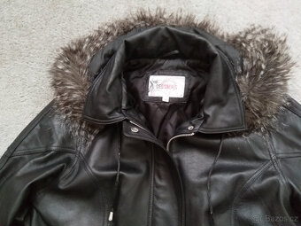 Dámská kožená bunda s kapucí - 2