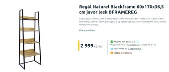 Regál Naturel Blackframe 60x170x36,5 cm javor lesk 60x170 cm - 2