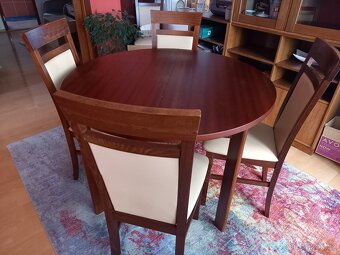 Jídelní stůl rozkládací z masivu - kulatý - 2