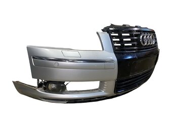 Přední nárazník stříbrná metalíza LY7W Audi A8 4E D3 2005 - 2