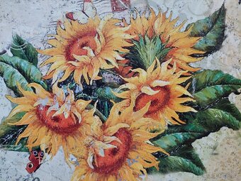 Zánovní velký obraz - krásné slunečnice - retro styl vintage - 2