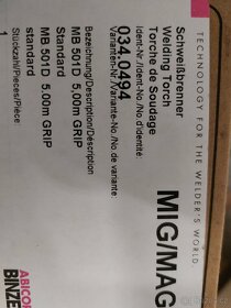 Hořák binzel MB 501d 5m - 2