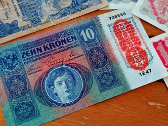 Staré bankovky Rakousko-Uherska (50, 20, 10, 2, 1 koruna) - 2