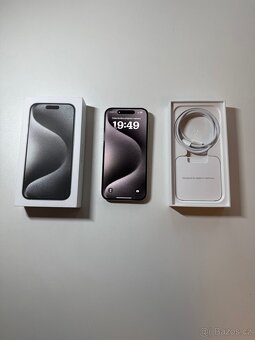 iPhone 15 Pro 128GB bílý titan TOP STAV - 2
