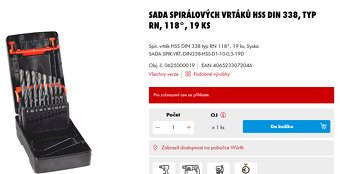 Sada spirálových vrtáků HSS DIN 338, typ RN, 118°, 19 ks - 2