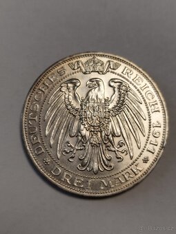 Stříbrná 3marka Wilhelm2 Wilhelm3 1911 - 2