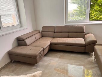 Luxusní kožená sedačka+ taburet - 2
