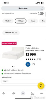 Postel Ikea s uloznxm prostorem a matraci 160/200 - 2
