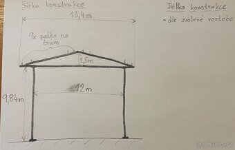 Ocelová konstrukce haly/přístřešek (Výška 9,84m; šířka 12m) - 2
