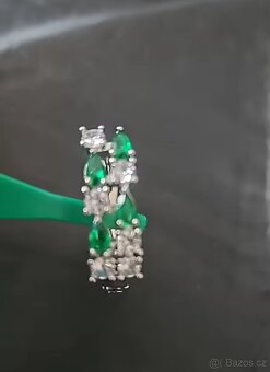 Nové dámské stříbrné náušnice zelené 925 třpytivé s kamínky - 2