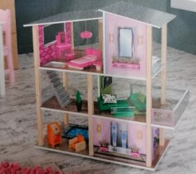 Dřevěný domeček pro panenky včetně nábytku - 2