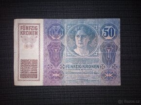 50 korun 1914, pěkný stav, neperforovaná, vyhledávaná, velká - 2