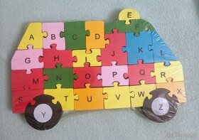 Dřevěné puzzle s písmeny a čísly - 2