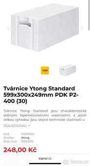 Tvárnice Ytong Standard 599x300x249mm PDK (P2-400) - 2