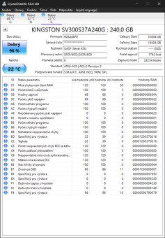SSD Kingston 240GB – 96 % zdraví - 2