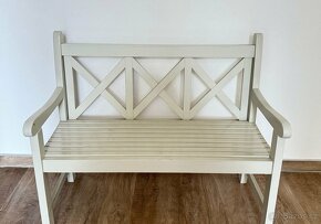 Venkovní dřevěná dětská bílá lavička, lavice - 2