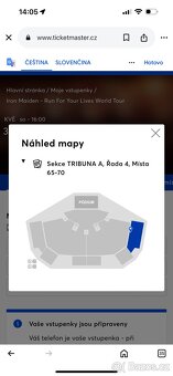 Listky na sedenie Iron Maiden Praha - 2