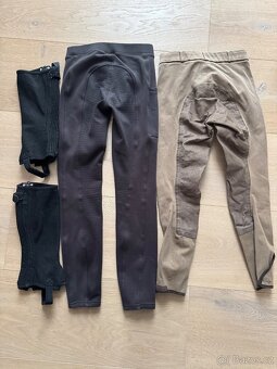 2x jezdecké kalhoty rajtky HKM + Pikeur 146/152+minichapsy - 2