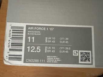 Nike Air Force 1 '07 White, vel. 45, NOVÉ, nenošené, záruka - 2