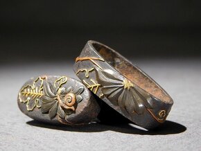 Japonská starožitný set Fuchi / Kashira pro japonský meč - 2