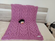 Pletená dětská deka ružovo-fialová - 2