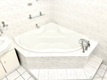 Rohová vana s baterií 140x140 cm super stav - 2