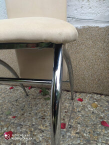 Designové židle semišové, krémová barva - 4 ks - 2