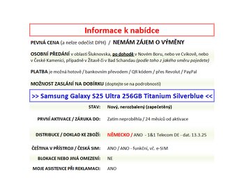 Samsung Galaxy S25 Ultra 256GB Silverblue NOVÝ NEROZBALENÝ - - 2