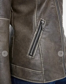 Tm. hnědá bunda na zip z eko-kůže, vel.44-46, unisex - 2