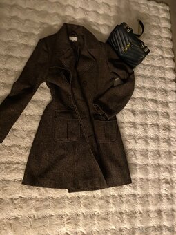 Mango tvidovy kabat hnedy vlneny 80 % vlny 38 - 2