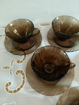 Retro kávová souprava skleněná Vereco France - 2