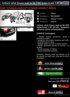 Catback celonerez výfuk Audi A4 B6 - 2