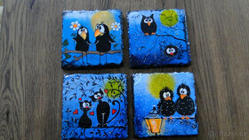 Ručně malované břidlicové podtácky a kamínky - 2