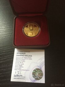 Zlatý pětidukát svatého Václava proof, ryzost 999,9, 15,56g - 2
