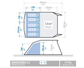 Nafukovací stan Air Seconds 5.2 F&B | 5 osob | 2 ložnice - 2